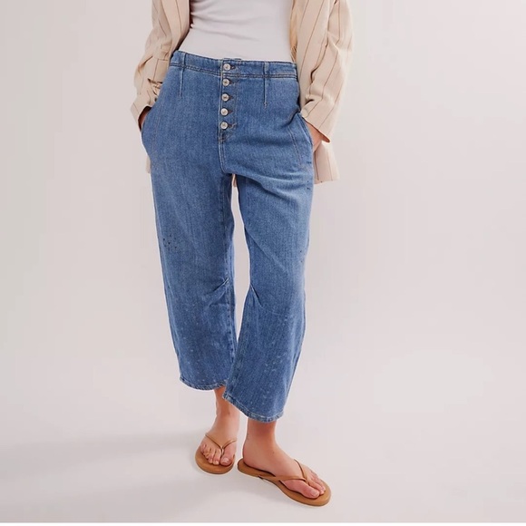 NWT We the free Free People Osaka mid rise barrel lightweight jean button fly 29 - Picture 5 of 14